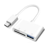 Apple - Lector de tarjetas de memoria USB-C a SD, adaptador de tarjeta de cámara de memoria USB-C 3 en 1 con puerto SD/TF y USB para iPhone 15/16, MacBook Air/Pro, iPad Air/Pro, iMac, Galaxy S24