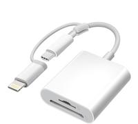 Apple - Lector de tarjetas SD certificado MFi para iPhone, USB-C y adaptador de tarjeta SD y TF para iPhone 15/14/13/12/11/XS/XR/X/8 7 6 5, MacBook Pro M1 Air, iPad Pro/Air, iMac, Galaxy S24/S23 (2