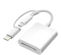 Apple - Lector de tarjetas SD certificado MFi para iPhone, USB-C y adaptador Lightning a tarjeta SD para iPhone 15/14/13/12/11/XS/XR/X/8 7 6 5, MacBook Pro M1 Air, iPad Pro/Air, iMac, Galaxy S24/S23