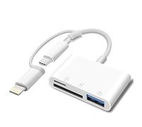 Apple - Lector de tarjetas SD certificado MFi para iPhone, USB-C y adaptador USB Lightning a tarjeta SD TF para iPhone 17/16/15/14/13/12/11/XS/XR/X/8 7 6, MacBook Pro Air, iPad Pro/Air, Galaxy S25/S24