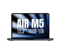 Apple MacBook Air de 15,3 Pulgadas con Chip M5: Pantalla Liquid Retina, CPU de 10 núcleos, GPU de 10 núcleos, 16 GB de Memoria unificada, 1 TB de SSD, Wi-Fi 7,Teclado español; Medianoche