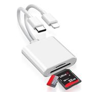 [Apple MFi Certified] Adaptador de tarjeta SD iPhone y USB-C 3 en 2 lector de tarjetas para SD/MicroSD/USB3.0, Light-ning y USB-C OTG, lector de tarjetas de memoria para iPhone, iPad, MacBook, Samsung