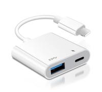 [Apple MFi Certified] Adaptador Light-ning con puerto de carga, adaptador Light-ning a USB OTG para iPhone & iPad, cámara, memoria USB, teclado, ratón, MIDI