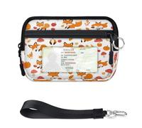 Apple Mushroom Fox - Mini funda para tarjetas con cremallera para mujeres y hombres, con ventana de identificación, portátil, ligera, pequeña, con cremallera, organizador de tarjetas de monedas