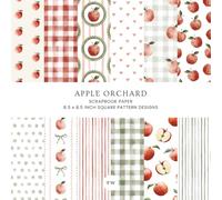 Apple Orchard Scrapbook Paper, 8.5 x 8.5 Inch Square Pattern Designs: Fall Inspired Watercolor Designs featuring Gingham, Stripes, Dots, and Hearts ... Junk Journals, Card Making & Paper Crafts