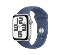 Apple Watch SE de 2.ª generación GPS Smartwatch con Caja de Aluminio en Plata de 44 mm y Correa Deportiva Azul Denim - Talla M/L. Monitores de entreno y sueño y Resistencia al Agua