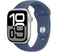 Apple Watch Series 10 [GPS, 46 mm] Caja de Aluminio Plata y Correa Deportiva Azul Denim - Talla M/L (Reacondicionado)