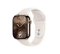 apple watch series 10 gps + cellular 42mm gold titanium case with starlight sport band - ml