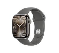 Apple Watch Series 10 GPS + Cellular Smartwatch con Caja de Titanio Natural de 42 mm y Correa Deportiva Gris Piedra - Talla M/L. Monitor de entreno, App ECG, Pantalla Retina Siempre Activa