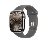 Apple Watch Series 10 GPS + Cellular Smartwatch con Caja de Titanio Natural de 46 mm y Correa Deportiva Gris Piedra - Talla M/L. Monitor de entreno, App ECG, Pantalla Retina Siempre Activa