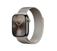 Apple Watch Series 10 GPS + Cellular Smartwatch con caja de titanio Natural de 46 mm y Pulsera Milanese Loop Natural - Talla S/M. Monitor de entreno, pantalla Retina siempre activa y neutro en carbono