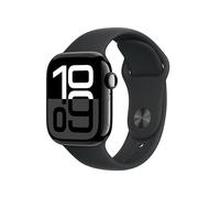 Apple Watch Series 10 GPS Smartwatch con Caja de Aluminio Negro Brillante de 42 mm y Correa Deportiva Negro - Talla S/M. Monitor de entreno, App ECG, Pantalla Retina Siempre Activa