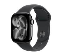 Apple Watch Series 11 GPS con caja de aluminio en negro azabache de 42 mm y correa deportiva negra-Talla S/M.Calidad del Sueño,monitores de entreno y salud,pantalla siempre activa, resistencia al agua