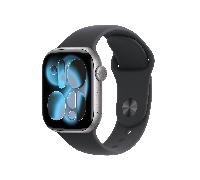 apple watch series 11 gps + cellular 42mm space grey aluminium case with black sport band - sm