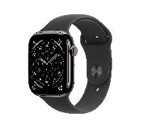 apple watch series 11 gps + cellular 46mm slate titanium case with black sport band - ml