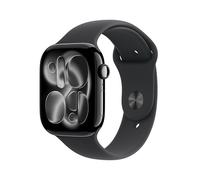 Apple Watch Series 11 GPS con caja de aluminio en negro azabache de 46 mm y correa deportiva negra-Talla S/M.Calidad del Sueño,monitores de entreno y salud,pantalla siempre activa, resistencia al agua