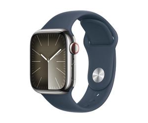 Apple Watch Series 9 GPS + Cellular 45mm Plata Caja de Acero Inoxidable con Correa Deportiva Azul Tempestad M/L