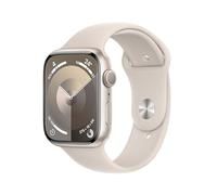 Apple Watch Series 9 [GPS] Smartwatch con Caja de Aluminio en Blanco Estrella de 45 mm y Correa Deportiva Blanco Estrella - Talla M/L. Monitor de entreno, App Oxígeno en Sangre, Resistencia al Agua