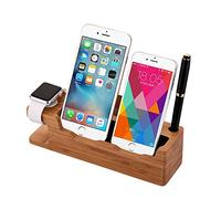 Apple Watch Stand, madera de bambú moozo Cargador de escritorio estación de carga cargador soporte cuna para iPhone 7 6 6S Plus 5S 5 Samsung Galaxy S8 S7 S6 edge iWatch LG HTC Smartphone Tablet