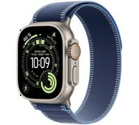 Apple Watch Ultra 3 GPS + Cellular, reloj prémium para running y multideporte con caja de titanio resistente de 49 mm y Correa Loop Trail azul/azul brillante - Talla M/L. Monitores avanzados de salud