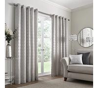 Appletree Boutique Cassina - Par de Cortinas Jacquard con Ojales, 168 x 229 cm, Color Plateado
