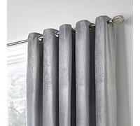 Appletree Boutique Jasper - Par de Cortinas con Ojales en Relieve, 229 x 229 cm, Color Plateado