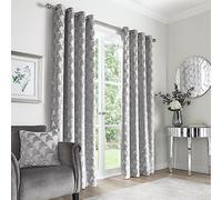 Appletree Boutique Quentin - Par de Cortinas con Ojales, 117 x 183 cm, Color Plateado