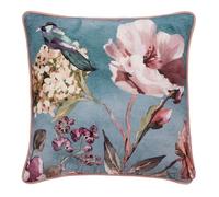 Appletree - Cojín azul floral y pájaro (55 x 55 cm) - Relleno incluido - Borde ribeteado - Cojín con cremallera con pájaros y flores - Cojín grande con funda incluida/inserto de cojín - Decoración del