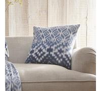 Appletree - Cojín Azul Ganado (43 x 43 cm) - Algodón Cepillado Suave - Relleno Incluido - Borde Ribeteado - Cojín con patrón Tribal en Azul - Cojín Azul con Funda incluida/Inserto de cojín -