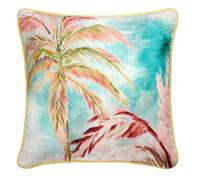 Appletree Cojín de Terciopelo con diseño de Hojas de Palma Tropical, 55 x 55 cm, Tela Suave al Tacto, Borde Ribeteado, Multicolor