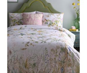 Appletree - Funda de edredón con diseño de follaje y pájaros, tamaño Super King (260 x 220 cm), 200 Hilos, Borde Ribeteado, 100% algodón, 2 Fundas de Almohada, Funda de edredón Floral en Color