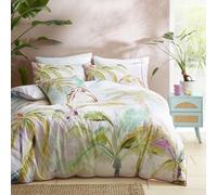 Appletree - Funda de edredón con diseño de Hojas de Palmera Tropical, tamaño Doble (200 x 200 cm), 100% algodón, Borde Ribeteado Rosa, 2 Fundas de Almohada, Ropa de Cama Tropical Verde con Hojas,