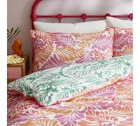 Appletree - Funda de edredón con diseño de Hojas Tropicales Rosas, tamaño Super King (260 x 220 cm), 100% algodón, Reversible, 2 Colores, 2 Fundas de Almohada, Juego de Funda nórdica Verde Selva,
