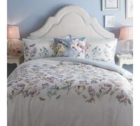 Appletree - Funda de edredón con diseño Floral y Mariposa de Huevo de Pato, tamaño King (230 x 220 cm), 200 Hilos, 100% algodón, diseños Reversibles, 2 Fundas de Almohada, Ropa de Cama a Rayas con