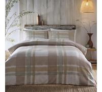 Appletree - Funda de edredón de Franela Natural y Verde Salvia, tamaño King (230 x 220 cm), 100% algodón Cepillado súper Suave, Ropa de Cama de tartán marrón Claro y Verde, Juego de Cama a Cuadros