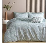 Appletree - Funda de edredón Jacquard Verde Menta - Tamaño Individual (140 x 200 cm) - Poliéster Reciclado sostenible - 1 Funda de Almohada - Ropa de Cama de Hojas Blancas en Verde - Juego de edredón