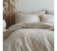 Appletree - Funda nórdica geométrica Natural y Blanca - Tamaño de Cama Doble (200 x 200 cm) - 2 Fundas de Almohada - Fácil Cuidado y Lavable - Ropa de Cama contemporánea en Color Natural - Funda de