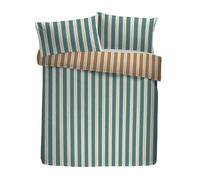 Appletree Heritage - Juego de Funda de edredón, 100% algodón, tamaño King, 230 x 220 cm, Color Verde Azulado, patrón de Rayas con Fundas de Almohada con Volantes, 68 Unidades