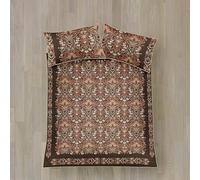 Appletree Heritage - Juego de Funda de edredón Doble, 100% satén de algodón, 200 Hilos, Estampado Floral, 200 x 200 cm, Color Chocolate, con 2 Fundas de Almohada