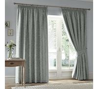 Appletree Heritage Worcester - Par de Cortinas Plisadas de Jacquard con alzapaños para Ventanas, 168 x 183 cm, Color Verde