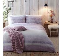Appletree Hygge Anson Stripe - Juego de Funda nórdica para Cama de Matrimonio (100% algodón Cepillado), Color Malva