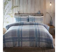 Appletree - Juego de Funda nórdica de Franela Azul, tamaño King (230 x 220 cm), 100% algodón Cepillado súper Suave, Ropa de Cama de tartán Blanco y Azul, Juego de Cama a Cuadros Azul Celeste