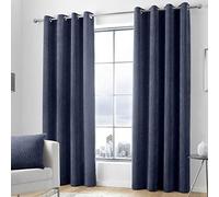 Appletree Kilbride - Par de Cortinas de Chenilla con Ojales (algodón, 168 x 183 cm), Color Azul Marino