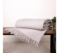 Appletree Loft Elbury Waffle - Colcha 100% algodón, 150 x 200 cm, Color Plateado