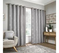 Appletree Loft Harvest - Par de Cortinas con Ojales, 168 x 183 cm, Color Plateado