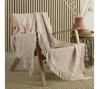 Appletree - Manta geométrica Terracota (180 x 130 cm) - 100% algodón - Manta de sofá Naranja Terracota - Manta Texturizada en Terracota - Manta Tejida de Terracota - Manta de Punto - Manta con borlas