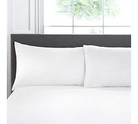 Appletree Plain Dye Bedding Par de Fundas de Almohada de 200 Hilos, Algodón, Blanco, 76 x 48cm