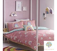 Appletree Rainbow Pom-Juego de Funda nórdica, 100% algodón, Rosa, Doublé