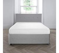 Appletree Tinte Liso Sábana Bajera Ajustable de 200 Hilos, 35 cm de Profundidad, Algodón, Blanco, Super-King Fitted Sheet