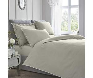 Appletree Tinte Juego de Funda de edredón de 200 Hilos de teñido Liso, Algodón, Plateado, Matrimonio Grande